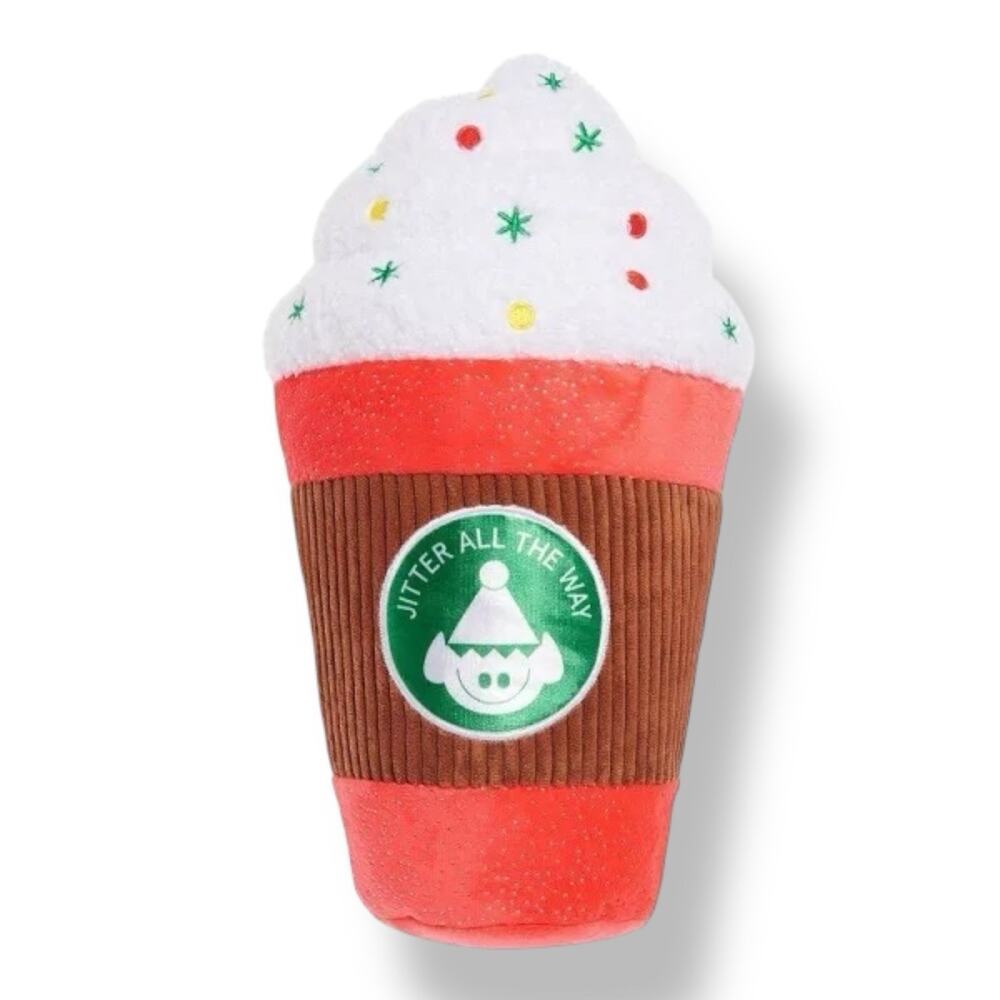 Bark Holiday Santa’s Workchomp Jumbo Jingle Latte Dog Plush Toy Size Large NWT‎